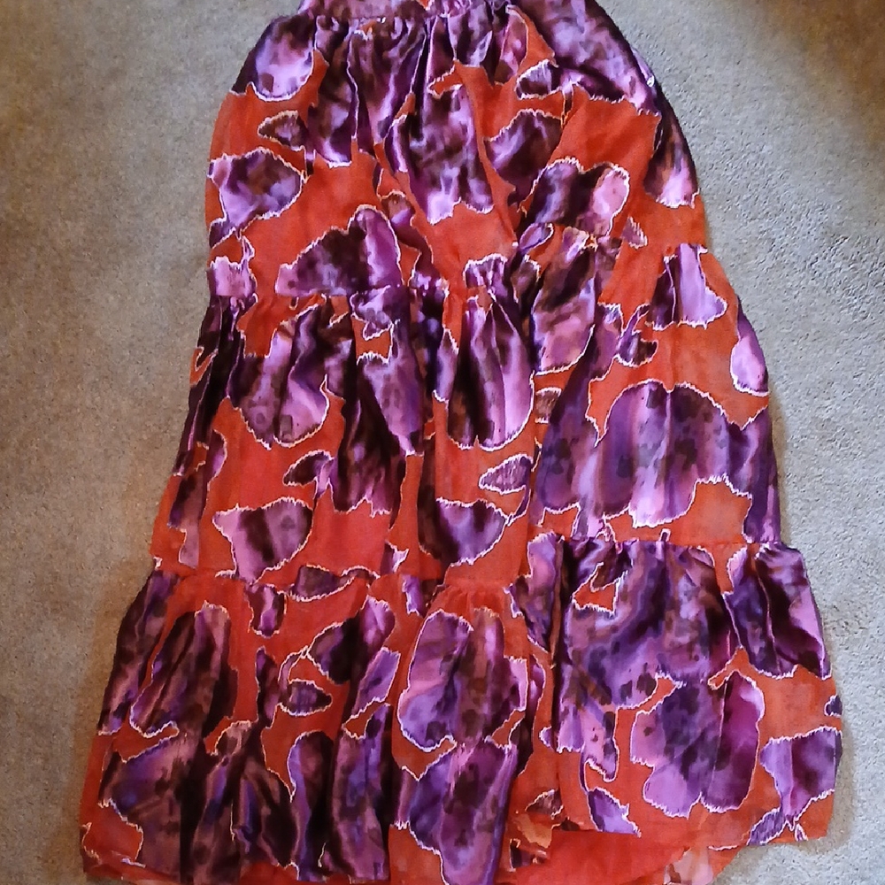 Anthropologie Purple and Red Maxi Skirt